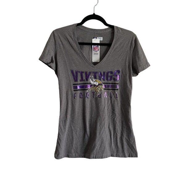 NFL Tops - NFL Minnesota Vikings Women M Gray Purple Shiny Fitted Team Apparel T-Shirt NWT